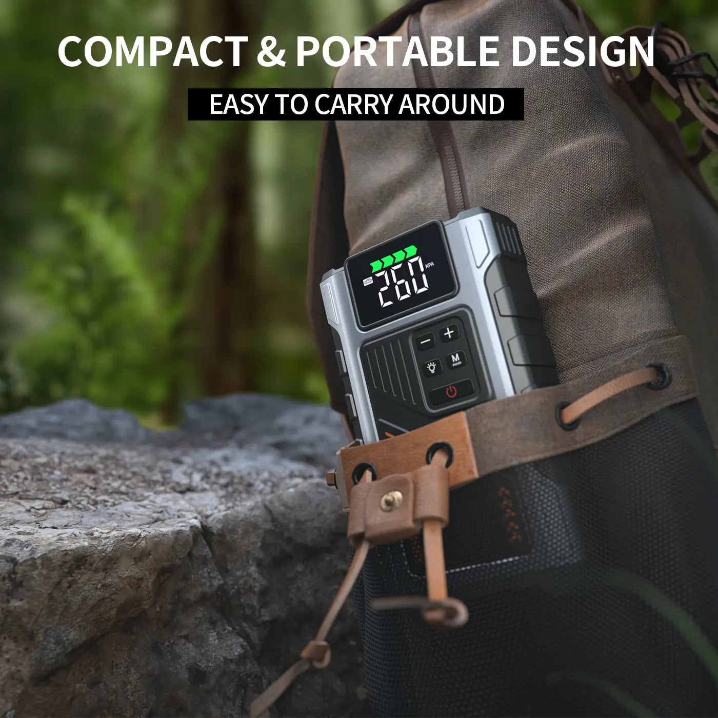 Portable Car Jump Starter | 5000A Peak with Air Compressor & 150 PSI Tire Inflator