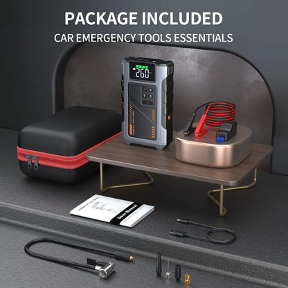 Portable Car Jump Starter | 5000A Peak with Air Compressor & 150 PSI Tire Inflator