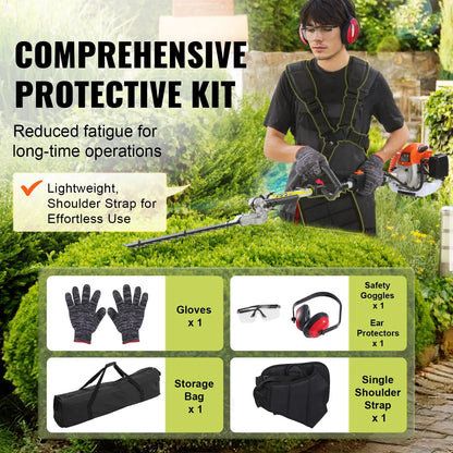 6 In 1 Gas Powered Yard Tool Set with Pole Saw Hedge Trimmer Brush Cutter & String Trimmer