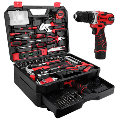 276 Piece Multi Function Tool Set with 12V Cordless Drill Heavy Duty Storage Case & DIY Repair Kit